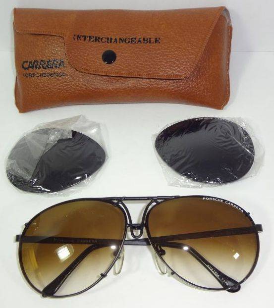 Porsche Carrera Vintage Sunglasses, Interchangeable Lenses, Wire Frames,  Leather Storage Case, Very Good Condition, 6