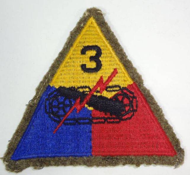 Military Patch Cannon Lightning Bolt, Three Red, Yellow, Blue Triangle, 3  1/2