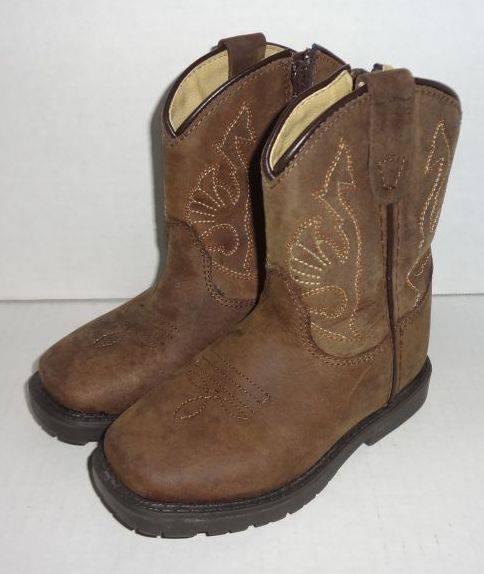 Size 7 Toddler Childs Leather Cowboy Boots Masterson Boot Co. B 189 Non Marking Rubber Sole Loks To Be New And Unworn Side Zippers Auction 1BID