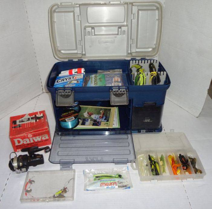 Plano 7271 Tackle Box Loaded With Line, Baits, Harness For Walleye, Bass  Fishing, Nice Ryobi Spinning Reel, Good to Very Good Condition, 17W x 9D  x 11H Auction