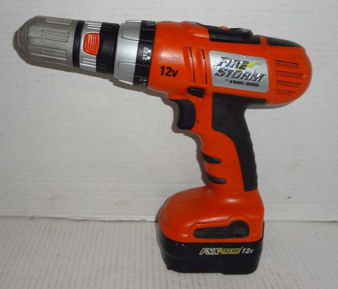 Firestorm Black & Decker 12V Electric Drill, Model Number FS1202D with 1 4  x 3 FSX-Treme 12V Battery, Model Number #FS120BX, Very Good Condition  Auction