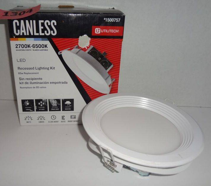 Canless Led Recessed Lighting Kit Fits Opening 6 1 Lowes Item 1500757 Open Box Looks Like New 14w 850 Lumens Auction 1bid