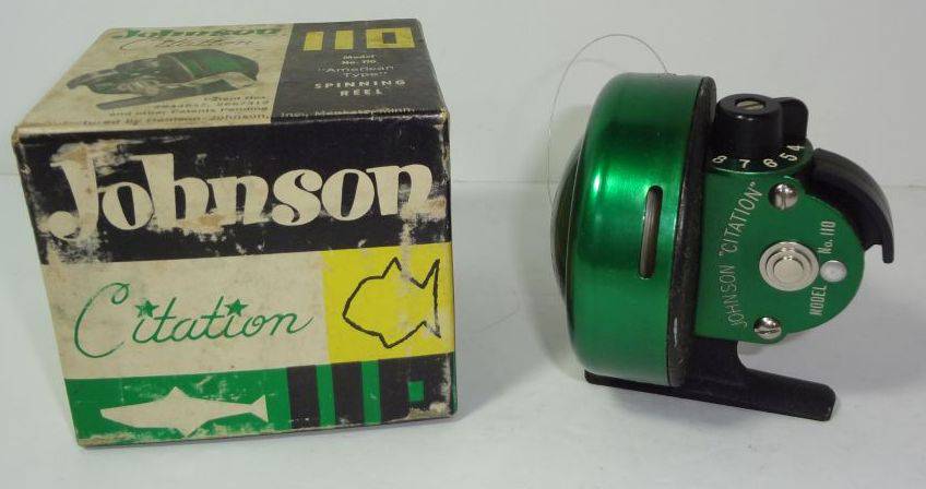Johnson Citation Model 110 Spinning Reel Like New In Original Box,  Untested, As Is, 3 1/2Sq. Auction