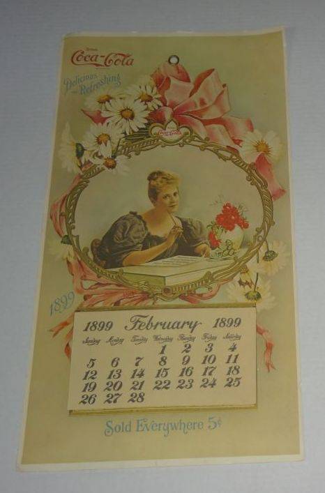 1973 Coke Print 1899 Valentine Single Page Calendar Print on Back Has  Writing, Great To Frame, Good Condition Overall, 21 1/4"H x 11 1/2"W  Auction | 1BID