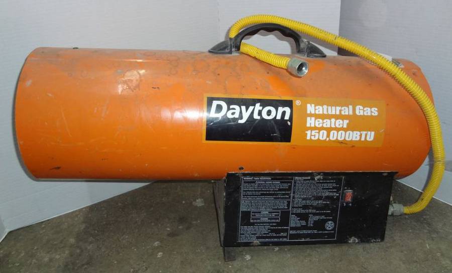 Dayton Heater Natural Gas, Works Great, 150,000 BTU Orange 9W x 26L x  16H Auction | 1BID