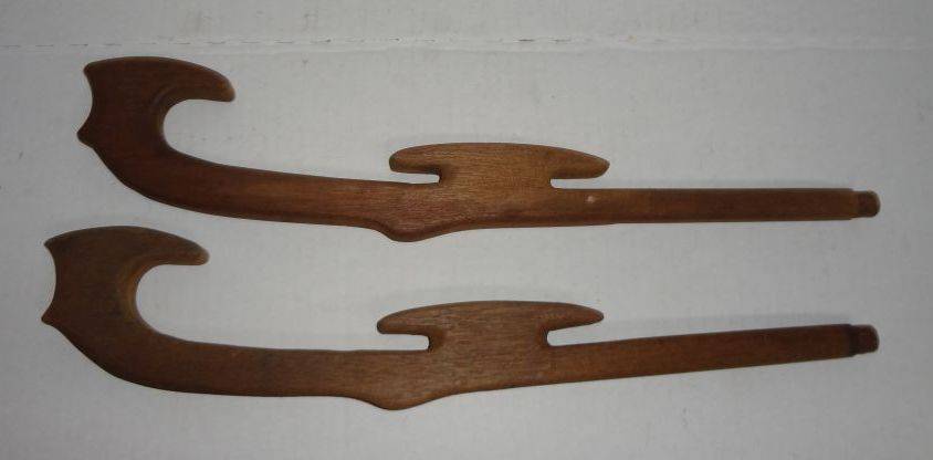 2) Antique Wooden Ice Fishing Pole? Very Good Condition, 16L x 3W Auction