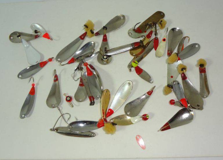Jar With 40 Pieces Russian Ice Fishing Jigs, Many Vintage, Good to