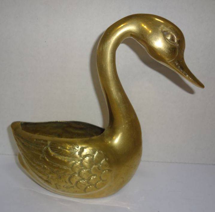 Brass Swan Planter