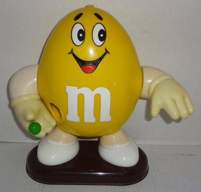Vintage 1991 Yellow M&M Candy Dispenser, Mars Incorporated, Very