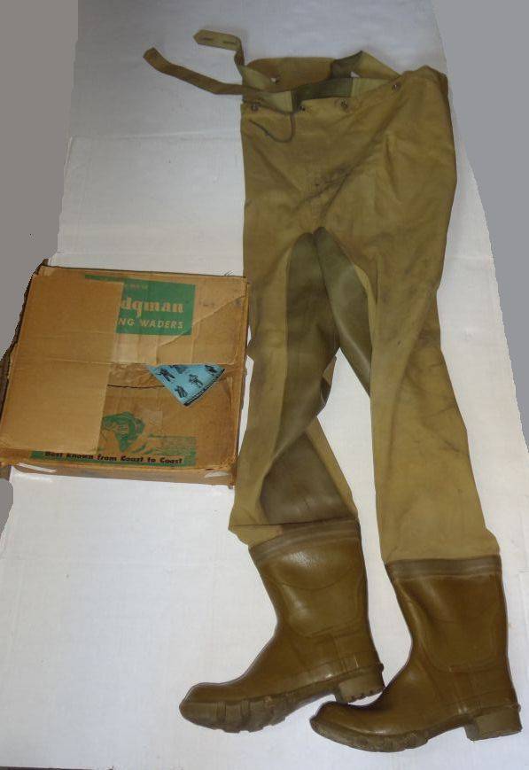 Vintage Hodgman Waders Khaki Original Box And Paperwork Boot Size 10 Auction 1bid