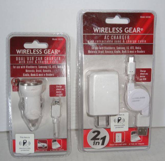 Two New In Package Wireless Gear, AC Charger With Retractable Sync & Charge  Cable, Dual USB Car Charger With Sync And Charge Cable Auction | 1BID