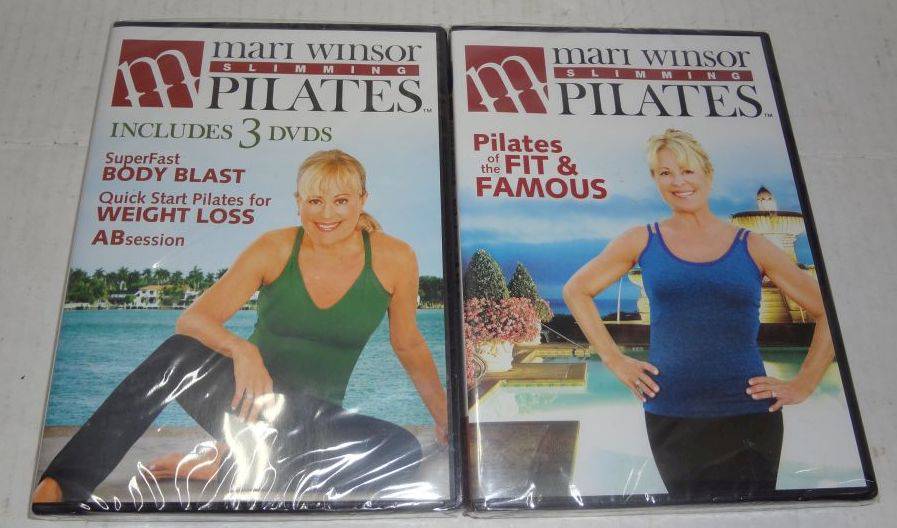 Two New Factory Sealed Mari Winsor Slimming Pilates, One Has 3 DVDs:  Superfast Body Blast, Quick Start Pilates For Weight Loss, Ab Session and  The Second Is Pilates of the Fit 