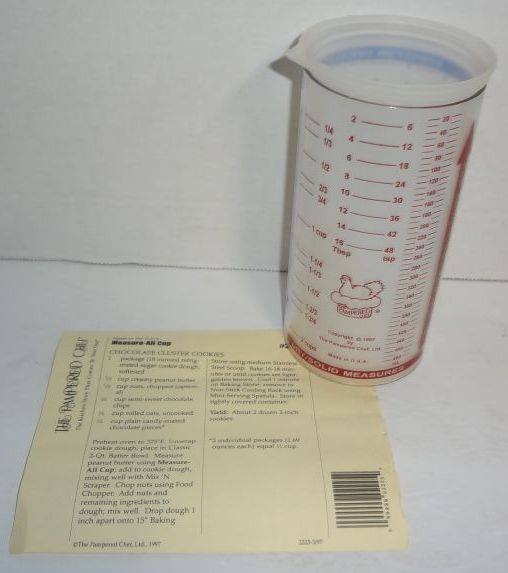 Pampered Chef Measure All Cup #2225 With Instructions, Very Good Condition,  3Diam x 6H Auction
