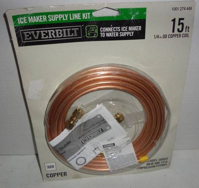 NEW Everbilt 1001 274 449 Ice Maker Supply Line Kit 15' 1/4 OD Copper Coil  320