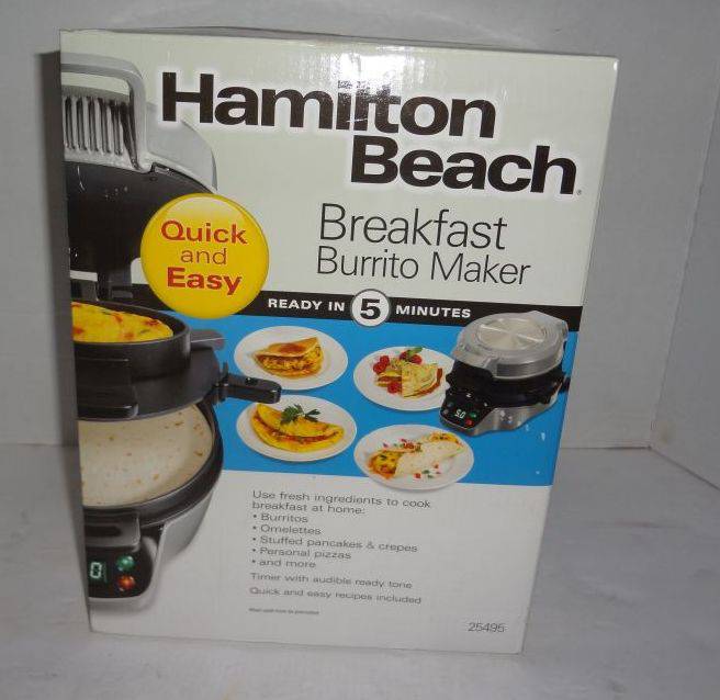 Hamilton Beach Breakfast Burrito Maker Model 125495, Quick Easy Breakfast  Wrap Burrito Maker, New, 11 1/2T Box Auction