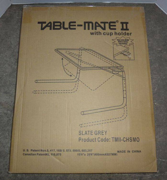 Table-Mate II Plus - Adjustable Folding TV Tray with Cup Holder