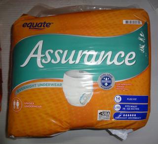 5 Packages Assurance Overnight Underwear, Unisex, One Pack of 32