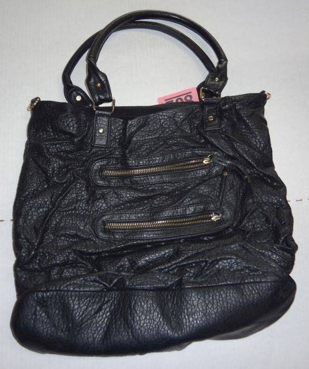 Under One Sky Black Purse, Two Outside Zippers, 13H x 16 x 5W