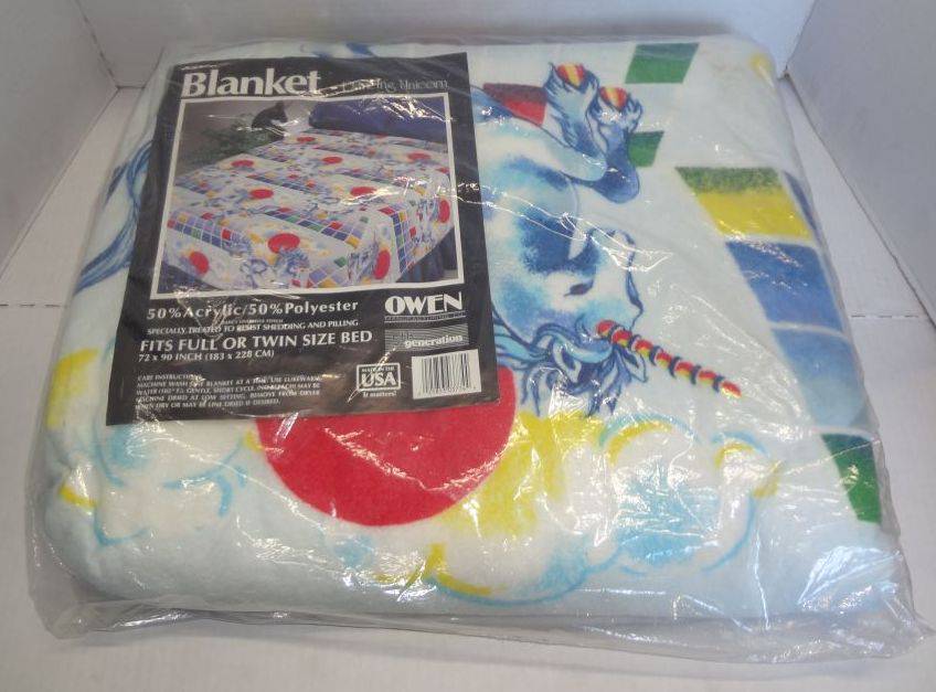 New Vintage Rainbow Unicorn Blanket, 72