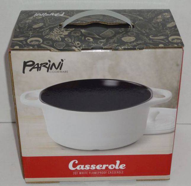 Parini Cookware Casserole 2QT White Flameproof Casserole - White