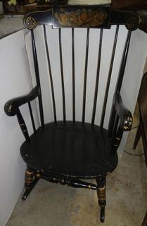 Black rocking chair store with gold stencil