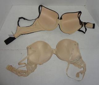 Black and Beige Fitted Underwire Secret Treasures Size 38B Bra With  Adjustable Black Straps And Four Adjustments For Around Chest, Beige Tan  Fitted Padded Smart And Sexy Size 36B Bra With Lace
