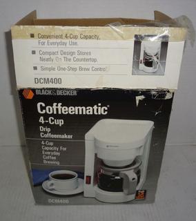 Black & Decker Drip O Matic 4-Cup Coffee Maker, In Original Box, Good  Condition, 9 1/4T Box Auction