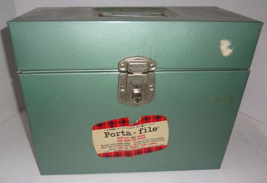 Vintage Porta File Metal Portable File Box With Key (Under Label