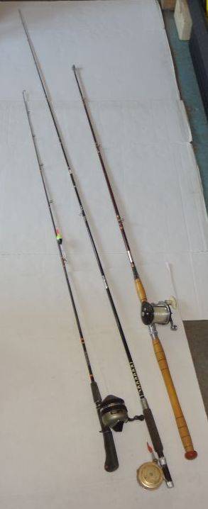 3) Vintage Fishing Poles, Fly Fishing Rod Master and Perrine Reel