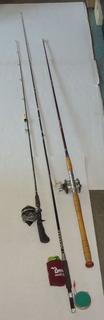 3) Vintage Fishing Poles, Fly Fishing Rod Master and Perrine Reel