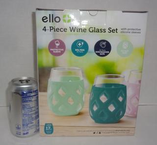 4-Piece Ello Wine Glass Set With Protective Sleeves, All Parts Dishwasher  Safe, 17 Oz For Good Pours, New In Box, Great Gift Auction