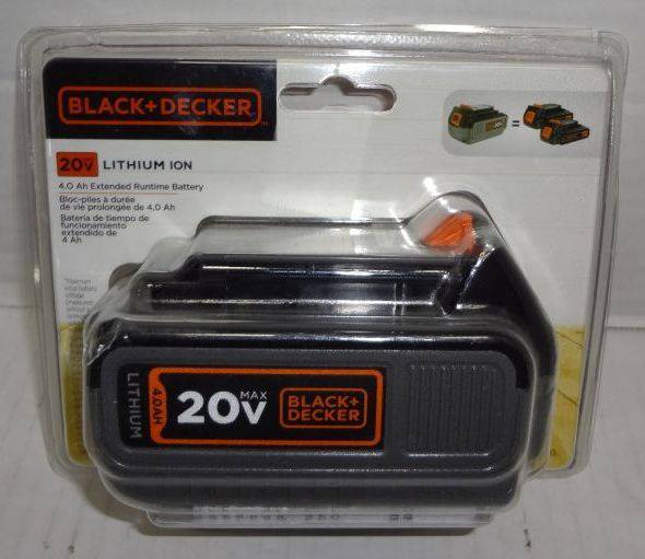 Black + Decker 20v Lithium 4 Ah Battery