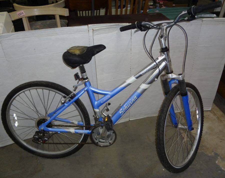 Blue and white schwinn bike online