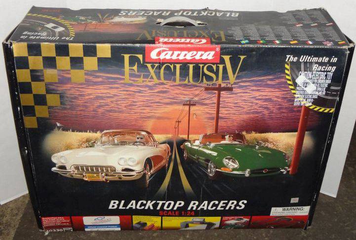 Carrera Exclusive Blacktop Racers Slot Car Set, 1:24 Scale, Large Cars,  Etc, Complete With Large Race Track Plus Lots of Extra Track, Lap Counter,  Etc, Two Cars - Corvette in Good Condition