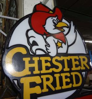 アメリカン看板 CHESTER FRIED Chicken To Goライト看板 Rare Large Light Up 