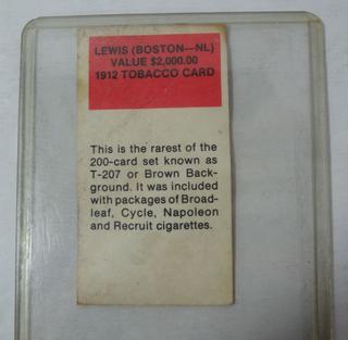 lewis boston national 1912 tobacco card 1912 Tobacco Card Lewis Boston NL Good Condition Auction