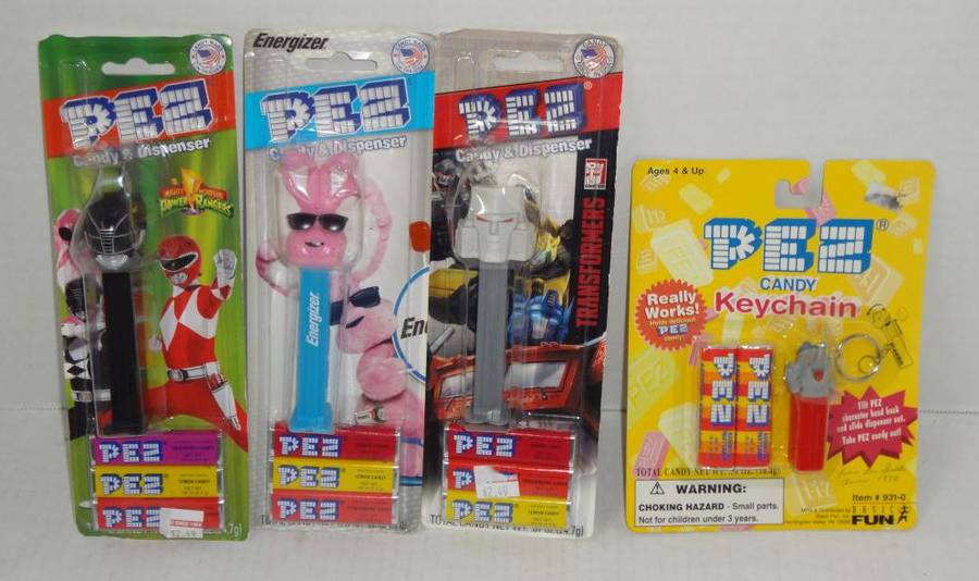 Four New Pez Dispensers, Power Rangers, Energizer Bunny