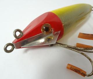 Vintage Miracle Lure Big Mo Red Head Gold Flash Fishing Lure