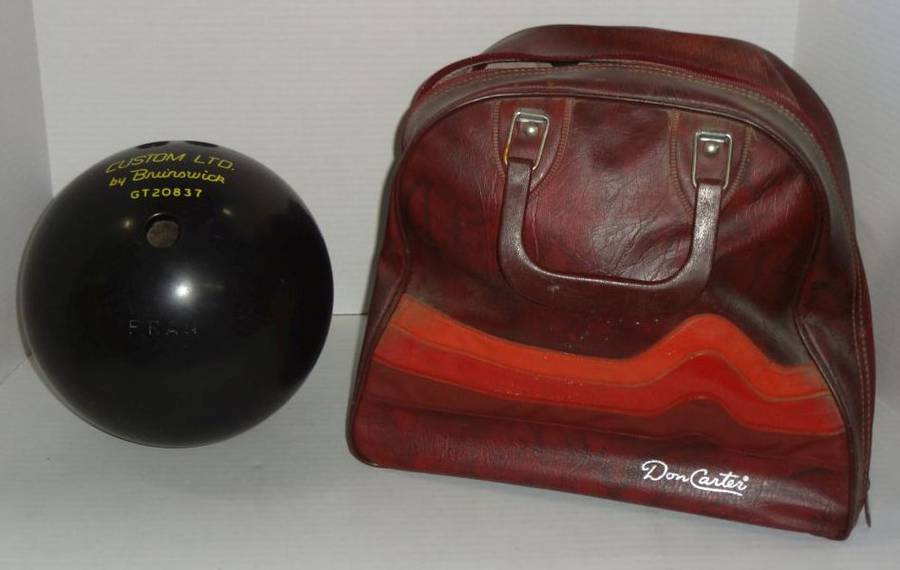 VINTAGE NICE BOWLING BALL BAG HAND TOOLED LEATHER BROWN