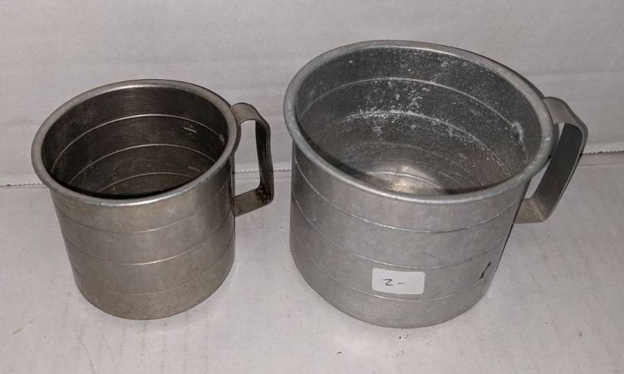 2 Vintage Aluminum Measuring Cups