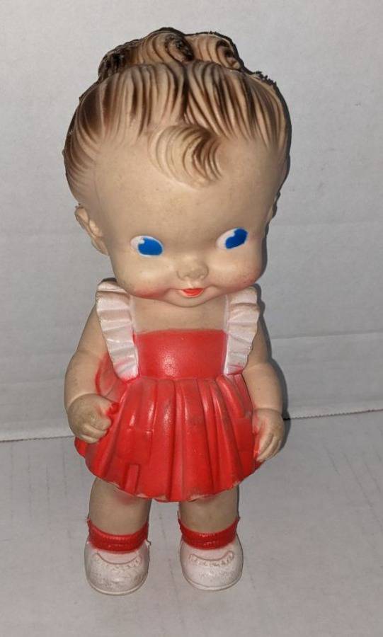 Vintage 1950s Sun Rubber Squeeze Doll, Ruth E Newton Squeaky Toy