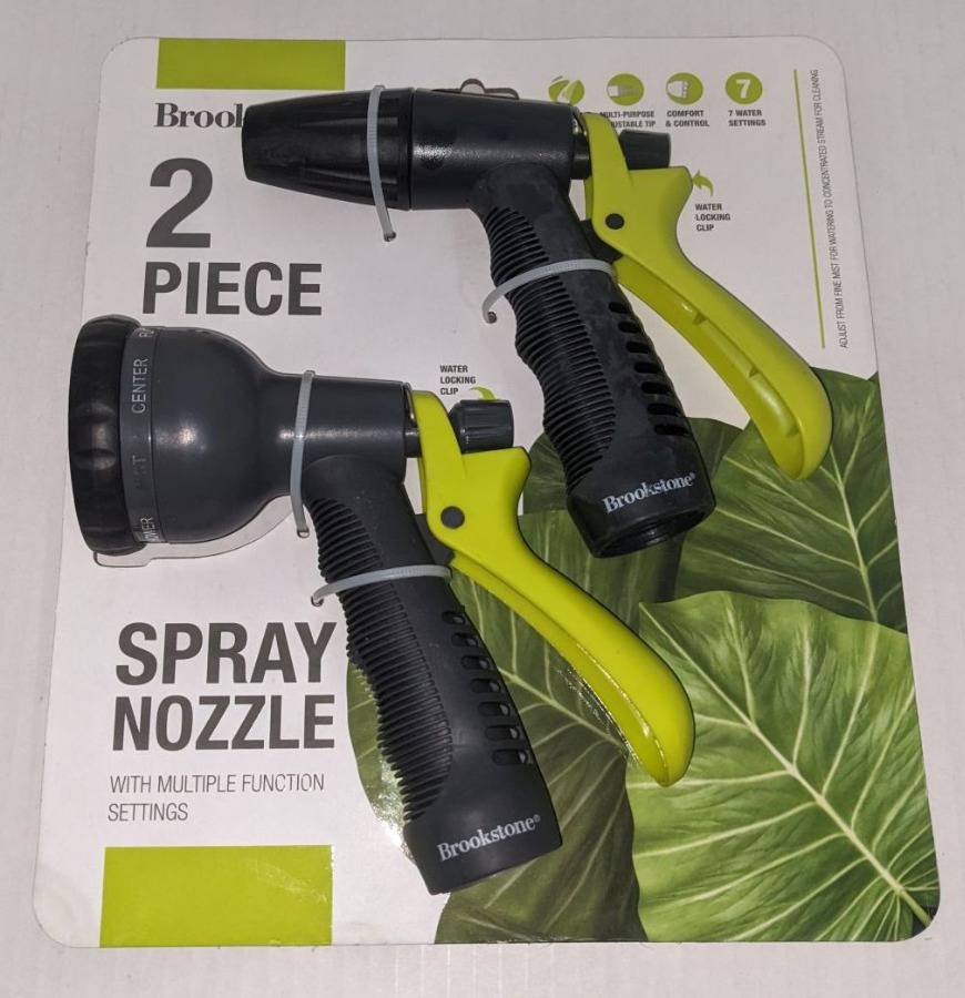 New Brookstone 2 Piece Garden Hose Spray Nozzle Multiple Function