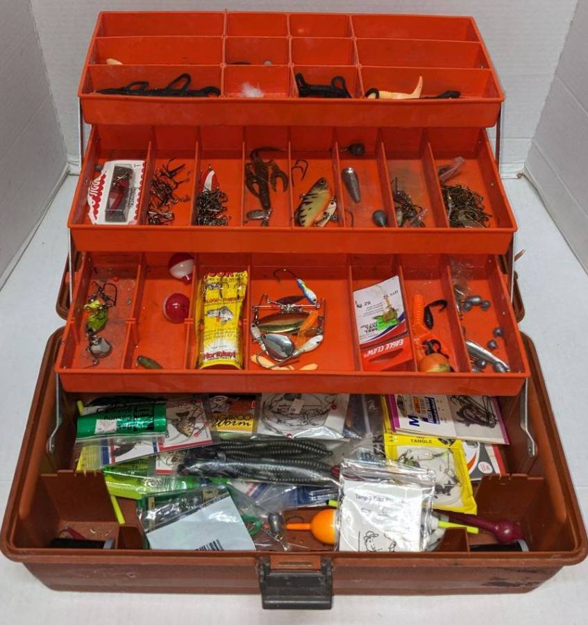 Flambeau Adventures 2713 Tackle Box, Hooks, Bobbers, Lures, Wax