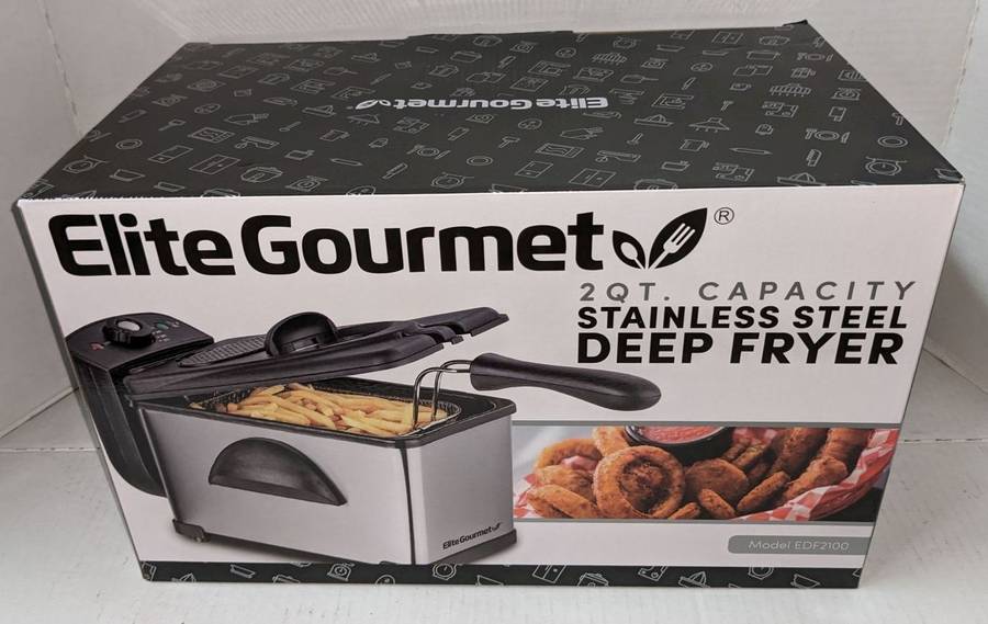 Elite Gourmet 2 Qt Stainless Steel Deep Fryer, Dishwasher Safe, Cool Touch,  Adjustable Thermostat Control, Model EDF2100, New In Box, 15W x 9D x 9H  Auction