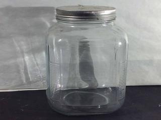 Vintage Glass Hoosier Cabinet Pantry Storage Jar - Ribbed Edges