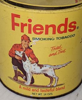 old friend tobacco Vintage Friends Smoking Tobacco Tin, Very Good Condition For Age, 5