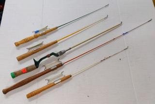 (5) Vintage Ice Fishing Poles, Good Condition, Up To 35"L Auction | 1BID