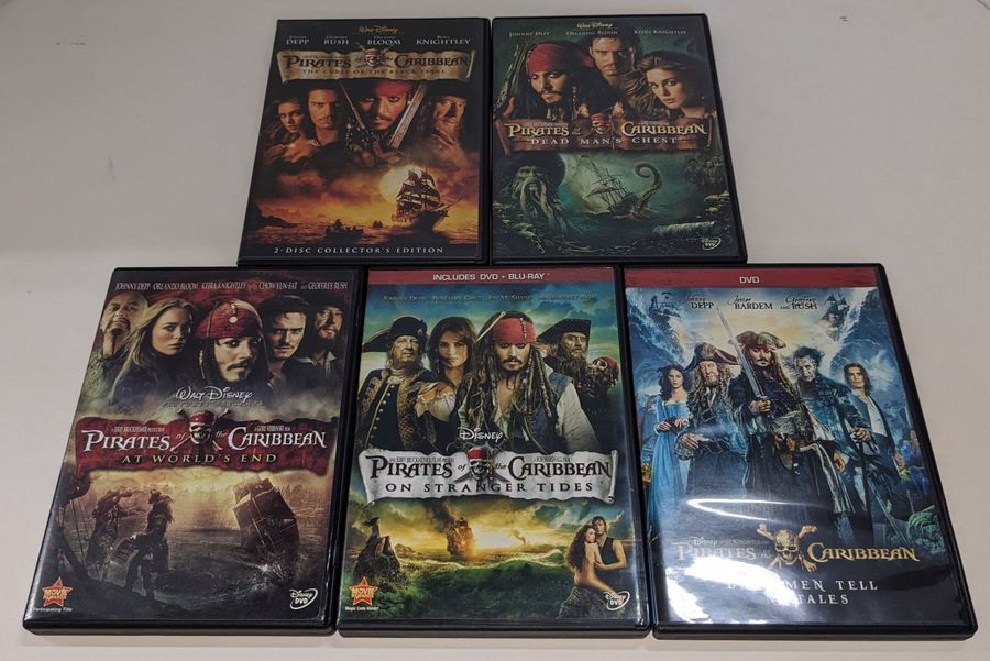 Five DVDs - Pirates of the Caribbean, Dead Men Tell No Tales