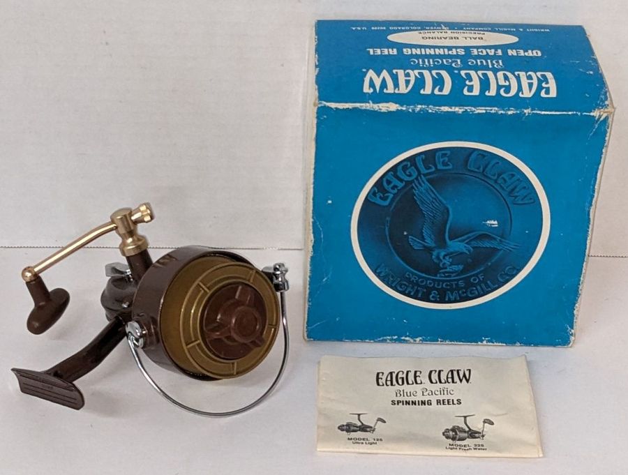Eagle Claw Blue Pacific Open Face Spinning Reel, Model 525 Heavy Duty  Saltwater Reel, Made by Wright & McGill Includes Bag and Paperwork, Never  Used New Old Stock Auction | 1BID