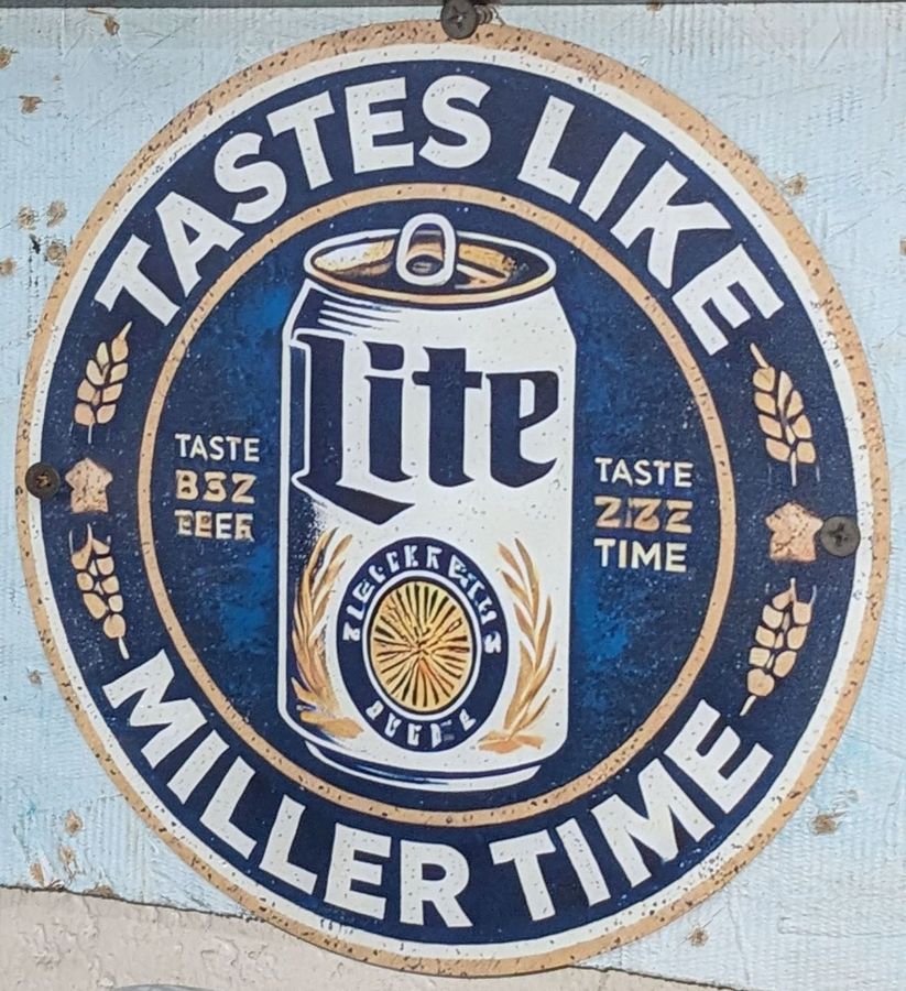 New Metal Sign, Tastes Like Miller Time Taste Miller Light Beer